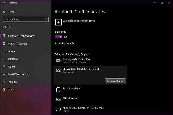 Windows 10 Remove Bluetooth Device