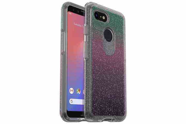 Otterbox Symmetry Case in clear with glitter for the Google Pixel 3.