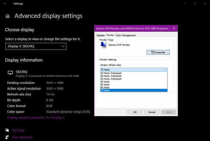 Windows 10 Aktualisierungsrate ändern.