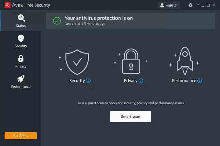 Screenshot der Avira Free Security-Software. 