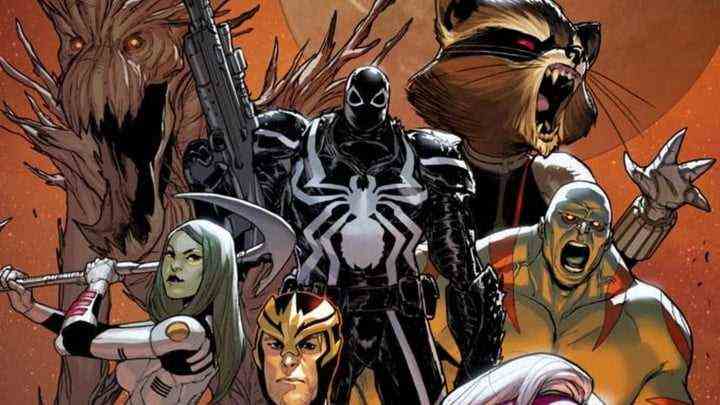 Agent Venom mit den Guardians of the Galaxy in Marvel Comics.