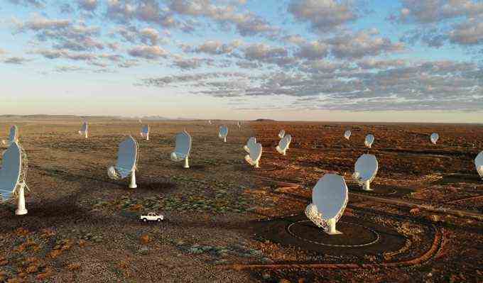 Reihen von Radioteleskopen im Square Kilometre Array