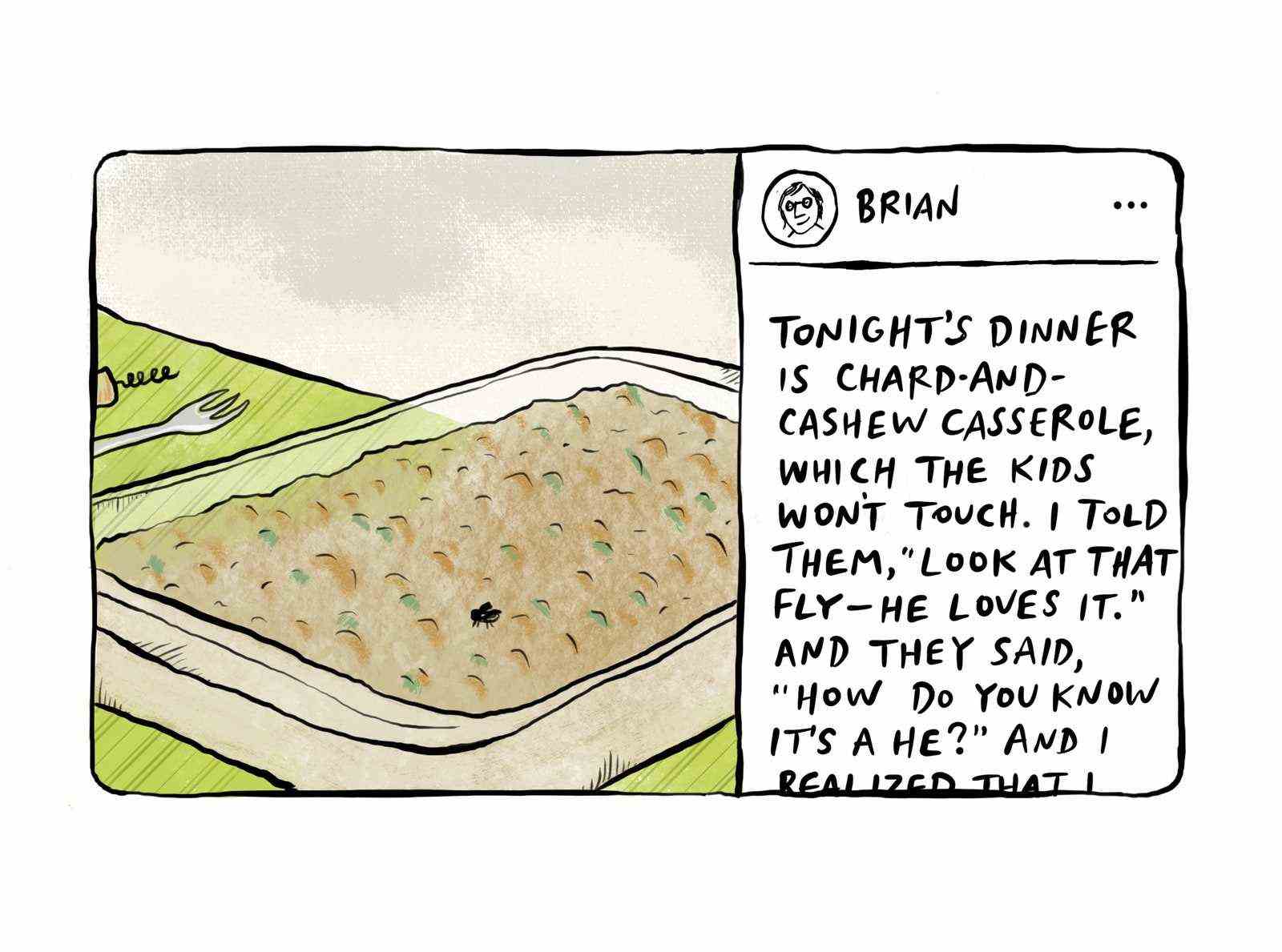 Instagram-Post eines Auflaufs, den jemand namens Brian zum Abendessen isst.