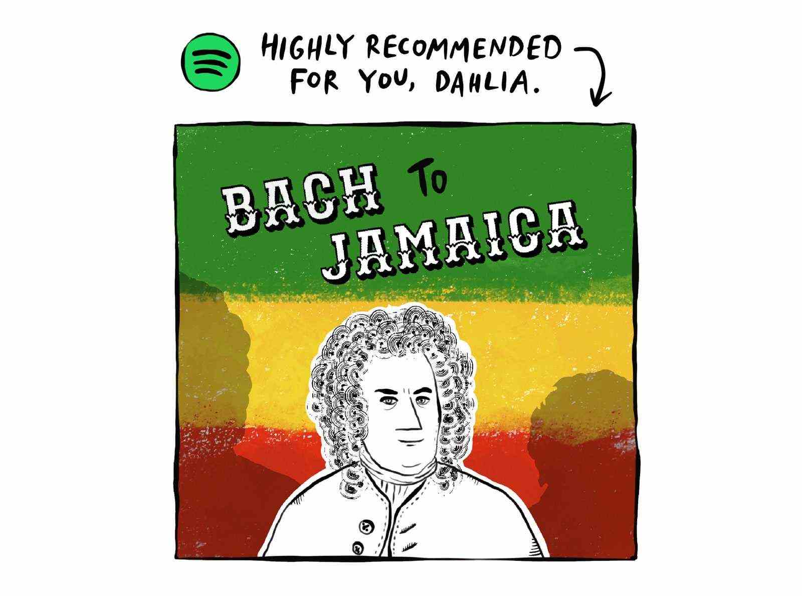 Spotify Empfehlung für Bach nach Jamaika.