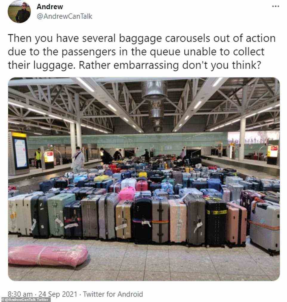Twitter has been awash with comments and criticisms directed at Heathrow and Border Control as passengers are forced to queue for three hours. One passenger claimed that the queue stretched for a kilometer
