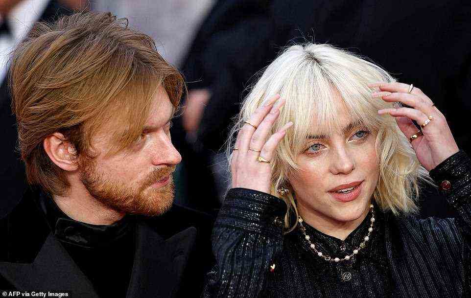 Sibling love: Billie was joined by her brother Finneas on the No Time To Die carpet