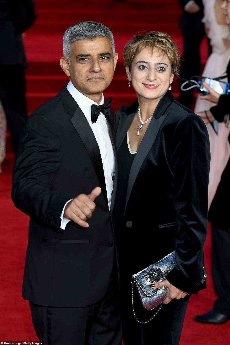 Hang loose: London mayor Sadiq Khan flashed photographers on the red carpet a hang loose sign