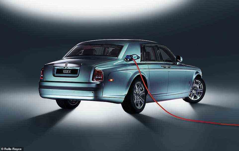 The first electric Rolls-Royce was teased in concept form in 2011 with the Phantom EE (codenamed 102EX) based on an existing top of the range Phantom, replacing its 6.75litre V12 petrol engine and gearbox with a lithium ion battery pack and two electric motors.