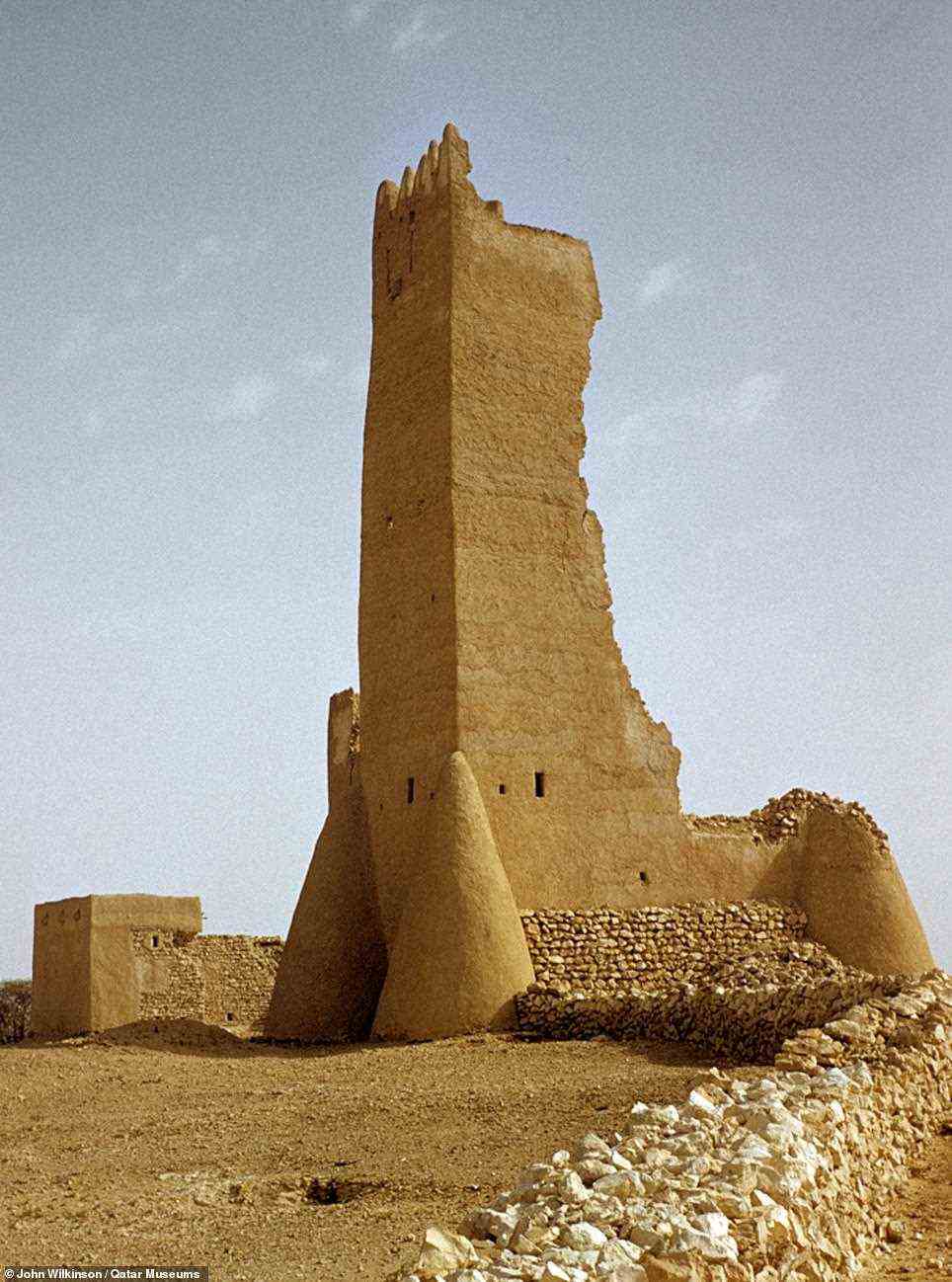 BARZAN TOWERS: Above, the Barzan Towers are seen circa 1959. The watchtowers were built in the late 19th century. At 16 metres (52.4ft) in height, their name was inspired by their stature - in Arabic, 'barzan' means 'high place'