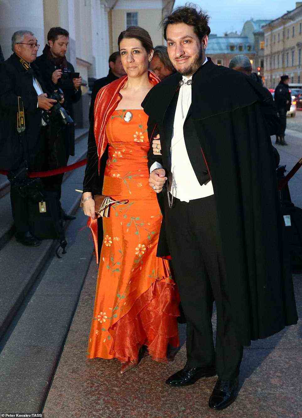 Democrat Youth Community of Europe (DEMYC) Chairman Javier Hurtado Mira and his date arrive for the reception at the Russian Museum of Ethnography