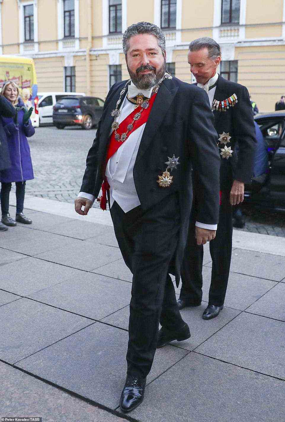 Grand Duke George Mikhailovich of Russia, a descendant of the Romanov dynasty, is seen prior to a reception at the Russian Museum of Ethnography marking his wedding