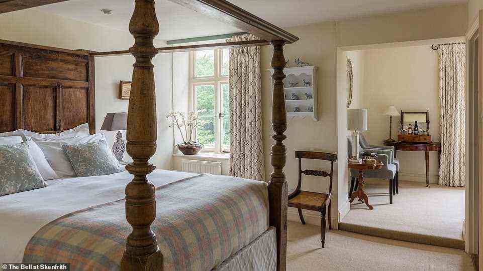 According to Jane, The Bell at Skenfrith (pictured) has a 'fresh, contemporary feel despite the oak beams and antiques'