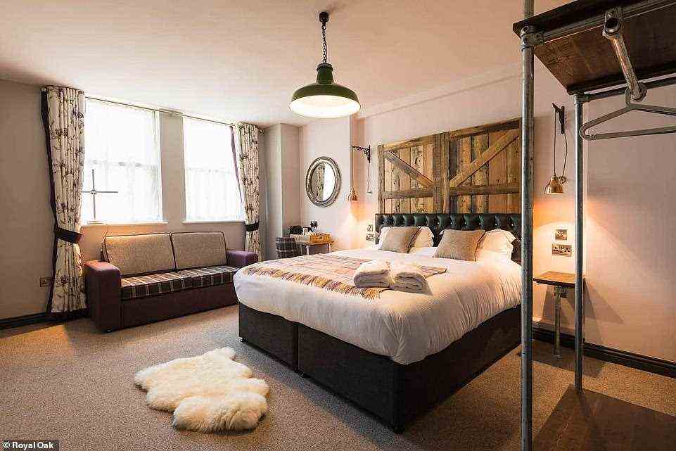 The rooms in the quirky pub-with-rooms are named after fields. Prices for B&B doubles start from £95