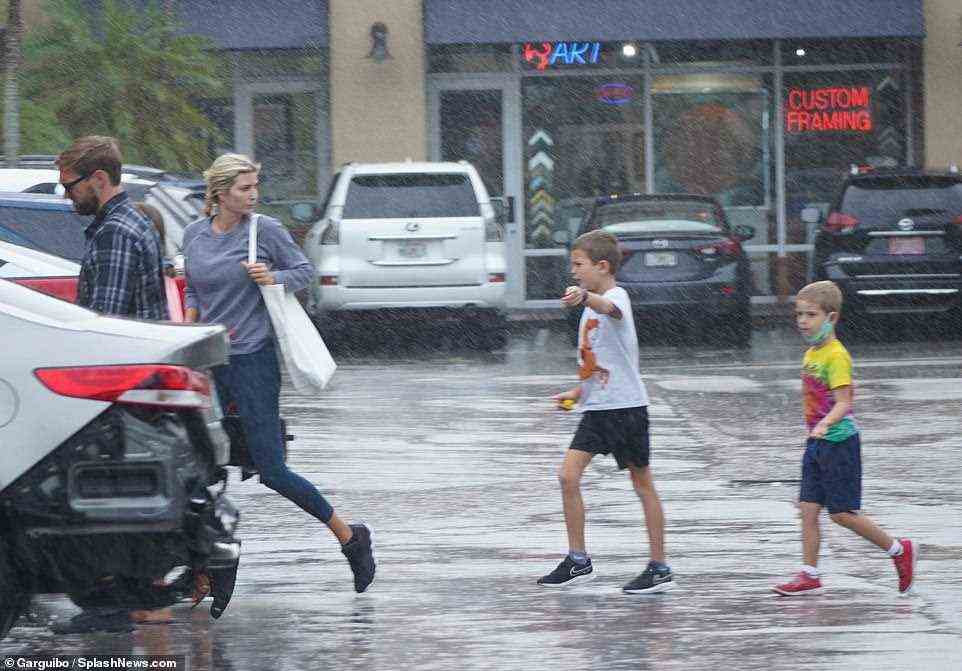 The group also got caught in a downpour as they were leaving and hustled to the car