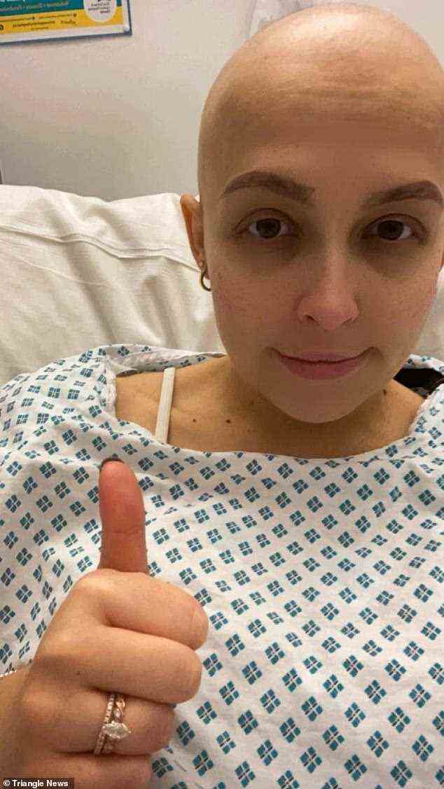 Charlotte, pictured during treatment in hospital, had to go through eight-hour-long chemo sessions by herself, as well as IVF treatment to preserve her fertility