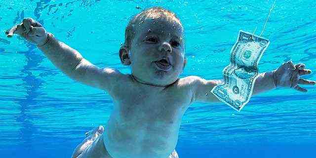 Nirvans' Albumcover „Nevermind“ zeigt Spencer Elden als nacktes Baby.