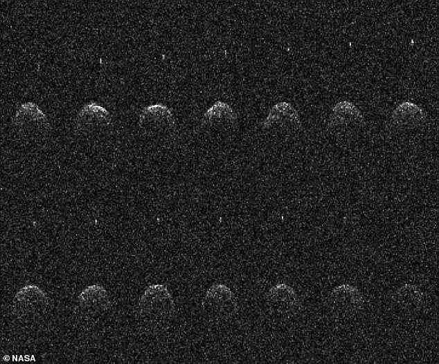 Didymoon kam der Erde im Jahr 2003 relativ nahe und kam bis auf 3,7 Millionen Meilen heran.  Diese 14 Bilder von Didymos und seinem Mondschein wurden am 23., 24. und 26. November 2003 aufgenommen