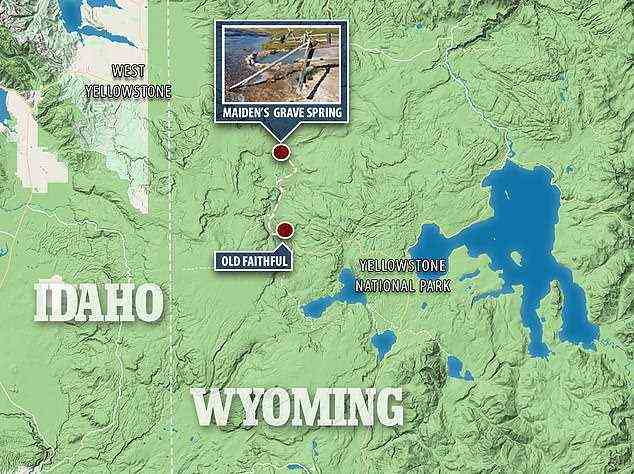 Der Vorfall ereignete sich in Maiden's Grave Spring, nördlich des berühmten Old Faithful Geyser im Yellowstone Park, Wyoming