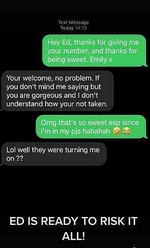 Nachdem er gegangen war, schickte Emily eine freundliche SMS, in der sie sich für seine Dienste bedankte, aber der anonyme Mann machte das Gespräch schnell sexuell