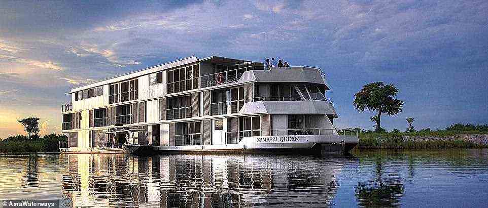 Lehnen Sie sich zurück und entspannen Sie bei einer neuntägigen Kreuzfahrt auf der Zambezi Queen (im Bild), einem luxuriösen, umweltfreundlichen Hausboot