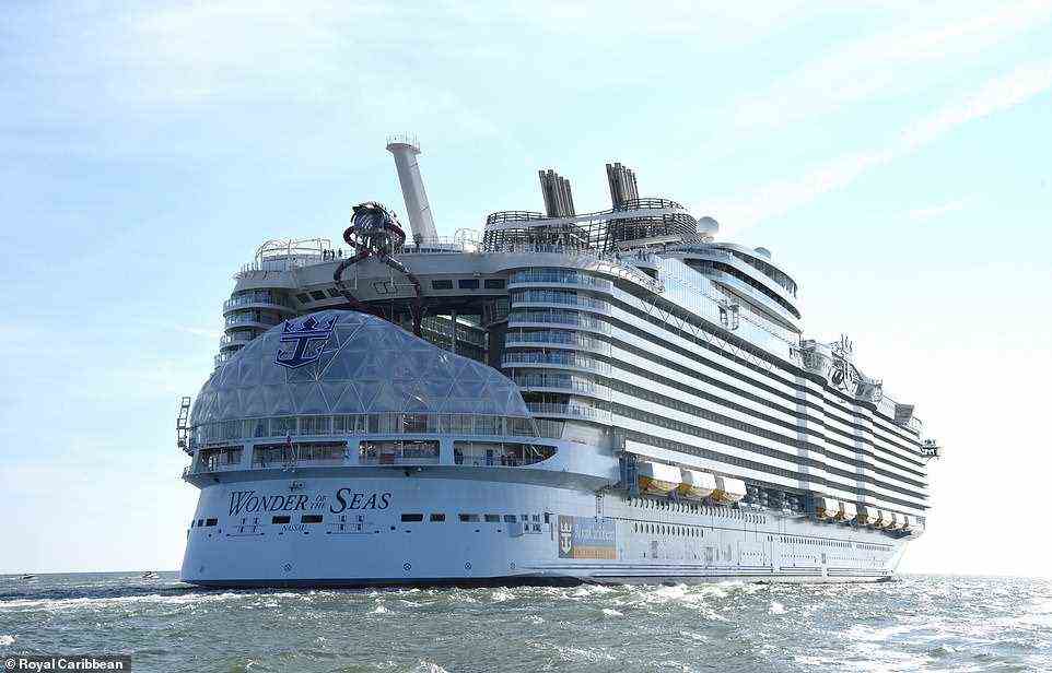 Das 5.734 Passagiere fassende Wonder of the Seas von Royal Caribbean soll das größte Kreuzfahrtschiff der Welt werden