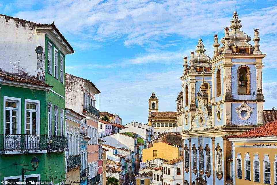 The interesting coastal city of Salvador, pictured above, is famed for its Portuguese colonial architecture