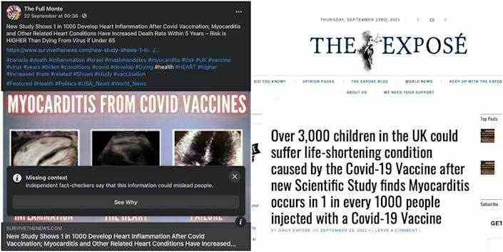 Zwei Artikel, die die inzwischen eingestellte Studie verwenden, um die Idee zu verbreiten, dass der COVID-19-Impfstoff nicht sicher ist.