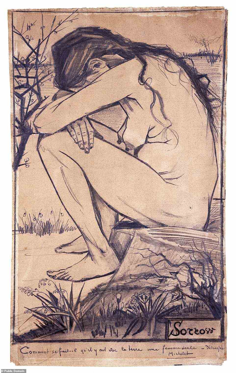 Die Reproduktion des Teams von 'The Lonesome Crouching Nude' zeigt detaillierter als die Röntgenbilder von 2010, wie das Subjekt in der Form des menschlichen Herzens posierte ¿ und weist eine Ähnlichkeit mit Vincent Van Goghs 1882-Zeichnung 'Sorrow' auf, abgebildet