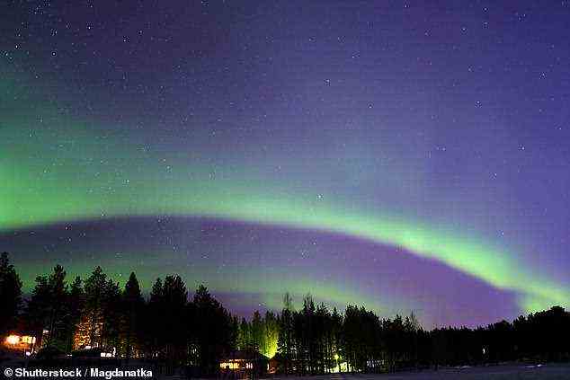 Aurora borealis in Lapland, Finland, around Levi town. In the north the display is known as the aurora borealis, and in the south it is called the aurora australis
