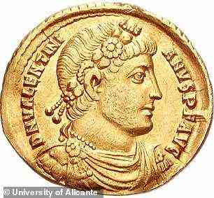 Diese Münze zeigt den römischen Kaiser Valentinian I