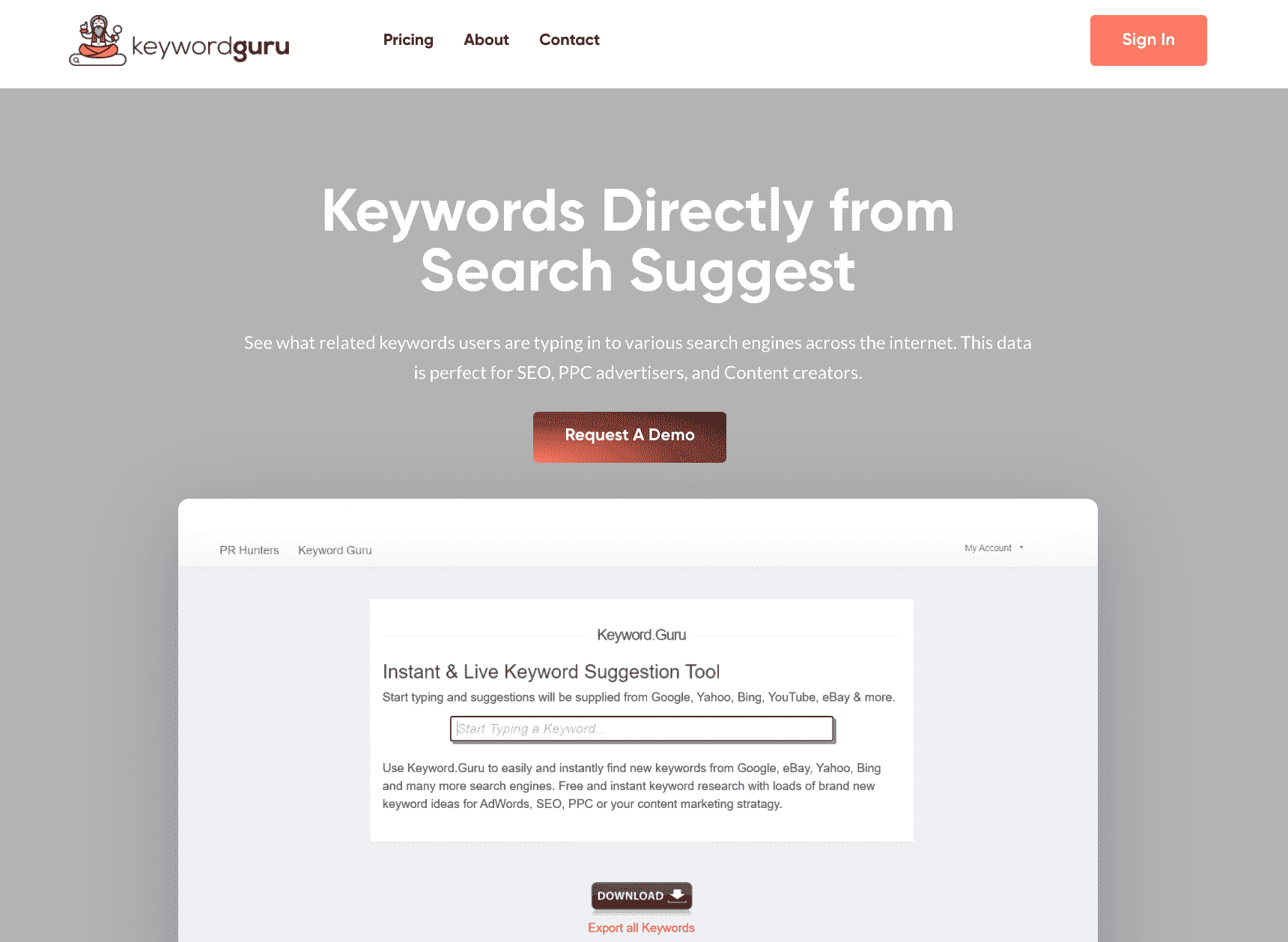 Keyword.Guru uncommon keyword research tool. 