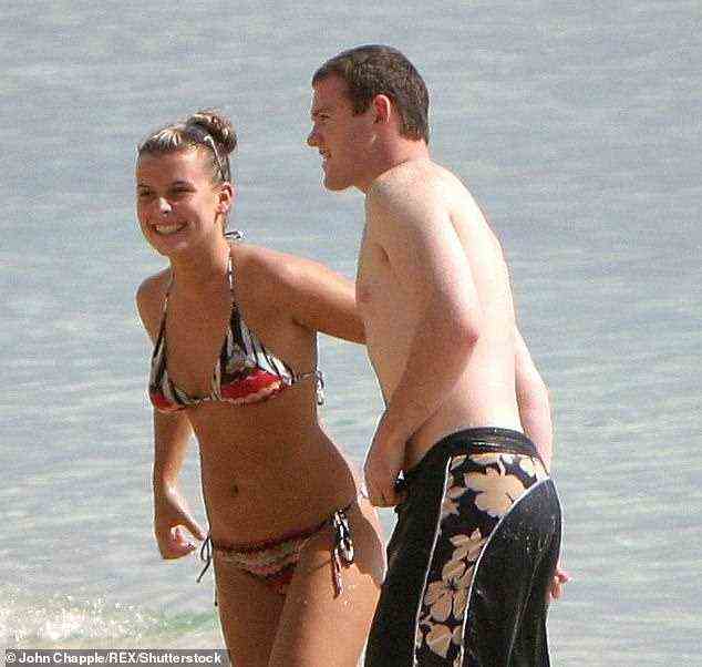 Young love: Wayne and Coleen began dating aged 16, but had known each other since they were 12 when Rooney played football against her brothers (pictured in 2004)