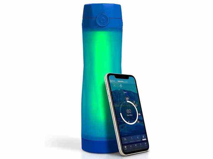The Hidrate Spark 3 smart water bottle with the Hidrate app.