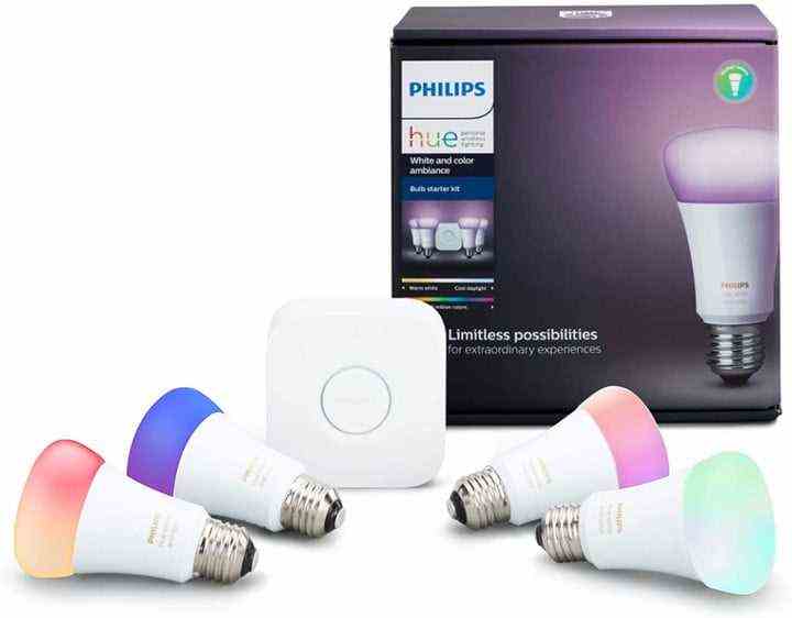 Philips Hue four pack of smart bulbs with hub.