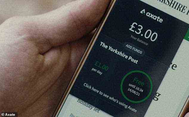 Axate-Benutzer wählen einen Artikel zum Lesen und bezahlen mit dem Geld auf ihrem Konto
