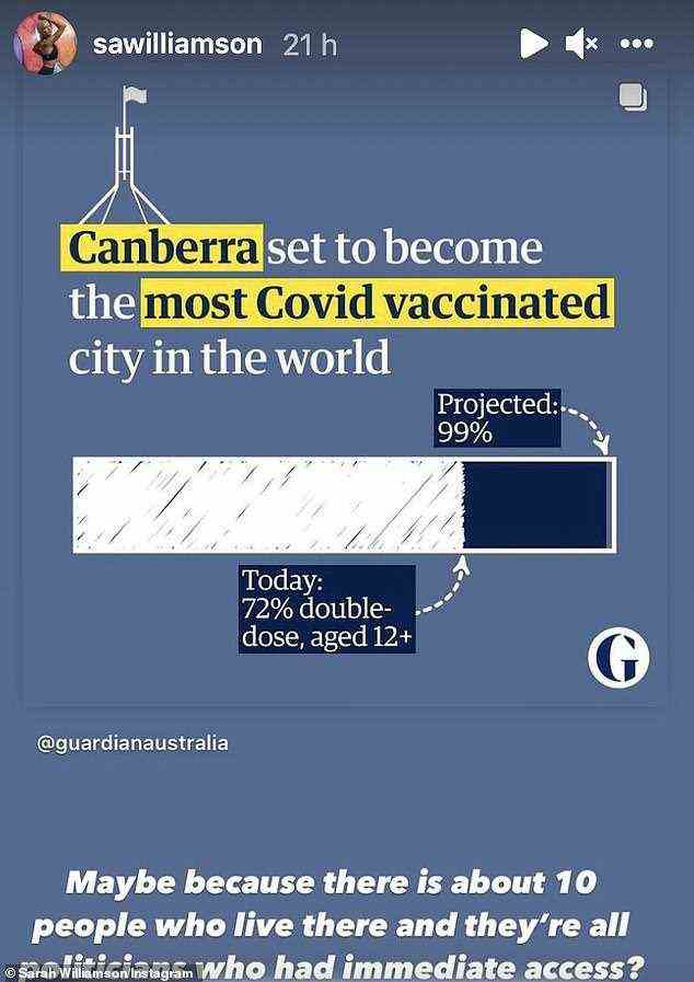 Impfquoten: Sie sagte auf Instagram, dass der Grund für die hohe Impfrate in der Hauptstadt darin besteht, dass die Bevölkerung klein ist und die Politiker als Erste an der Reihe waren, die Impfung zu erhalten