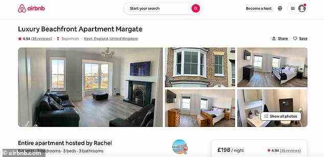 Margates gestiegene Aufmerksamkeit von Urlaubern hat zu einem enormen Anstieg der Mietwohnungen geführt, wobei die Gegend jetzt mehr als 300 Airbnb-Wohnungen hat
