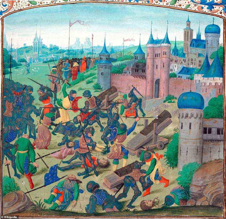 Jean de Carrouges was killed in 1396 at the Battle Of Nicopolis (pictured) in Hungary, ten years after he had triumphed over Le Gris in Paris