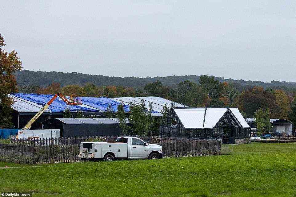 Preparations for the multi-million dollar wedding of Bill Gates ' daughter are in full gear Friday, ahead of tonight's rehearsal dinner
