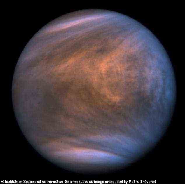 Bild der Venus mit ihren sauren Wolken, aufgenommen mit dem Ultraviolett-Imager des Venus Climate Orbiter Akatsuki am 27. November 2018. Venus ist ein terrestrischer Planet, wie andere im inneren Sonnensystem