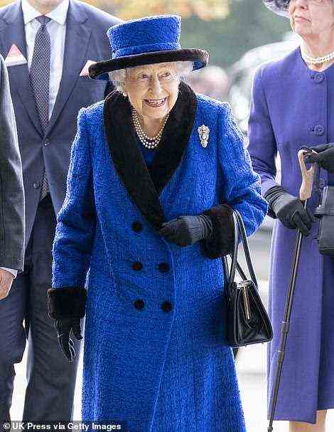 Looking good: For today's event, the 95-year-old monarch looked perfectly poised in a flattering blue ensemble as she arrived at the Ascot racehorse in Berkshire to watch the racing events unfold
