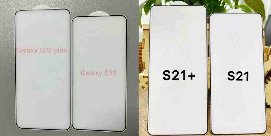 Angebliche Hartglas-Protektoren für das Galaxy S22 und Galaxy S22+ zeigen ein kürzeres und breiteres Display im Vergleich zu den Vorjahresmodellen - Samsung-Tippster enthüllt die große Änderung der Displays des Galaxy S22 5G