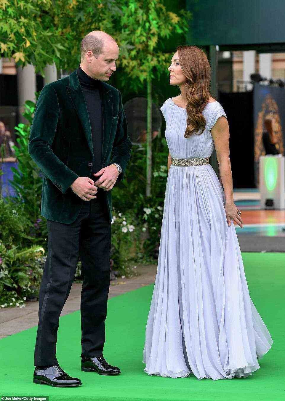The couple gave each other a loving look on the green carpet as they headed to the inaugural awards