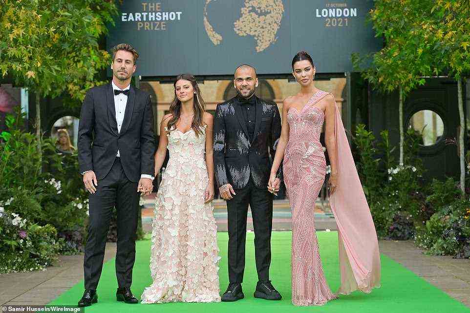 Dani Alves (third right), Joana Sanz (right) and guests attend the Earthshot Prize 2021 at Alexandra Palace