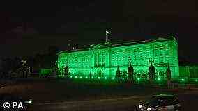 Der Buckingham Palace leuchtete vor der ersten Verleihung des Earthshot Prize im Alexandra . grün