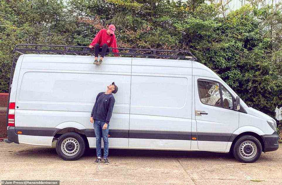 Hannah and Dan took eight months to transform the van, spending £11,000 on the conversion, and now live on the road full time