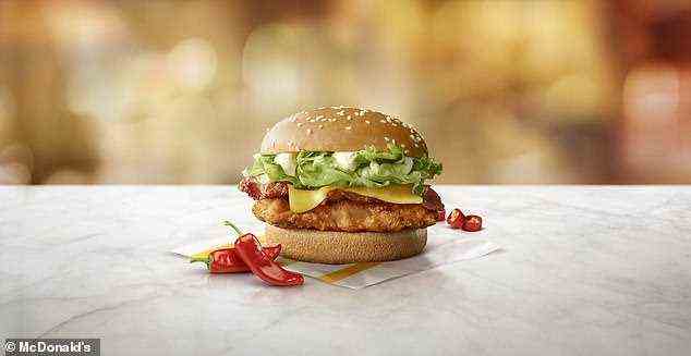 Die Rückkehr von Chicken and Bacon McSpicy (im Bild) besteht aus knusprigem Speck, Aussie Jack-Käse und der berühmten McChicken-Sauce