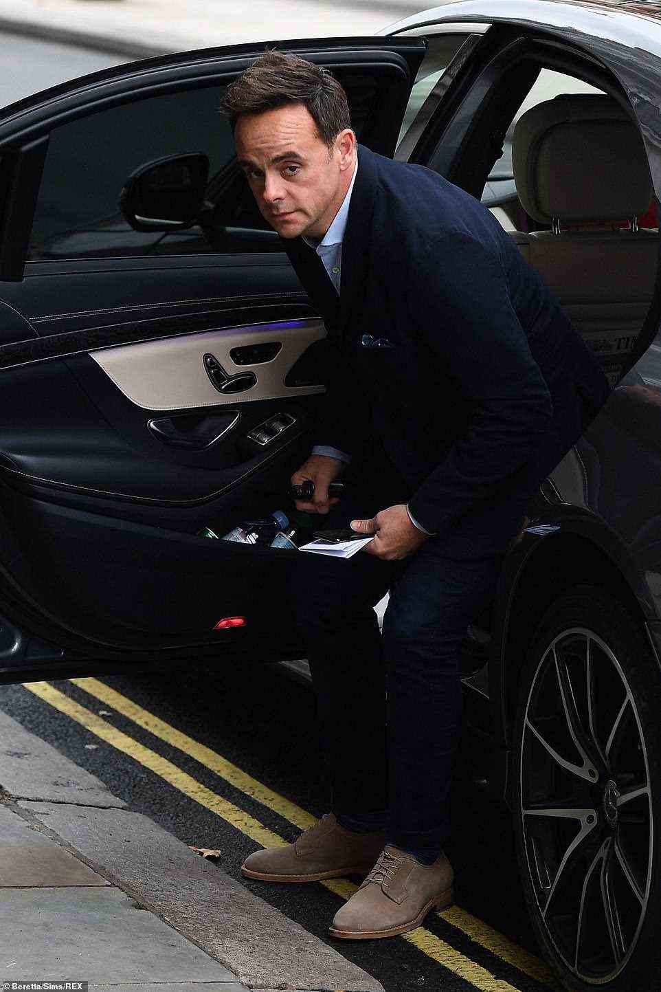 Ernsthaft: Ant McPartlin sah mit versteinertem Gesicht aus, als er am Dienstagmorgen zur Veranstaltung im BAFTA-Hauptquartier kam