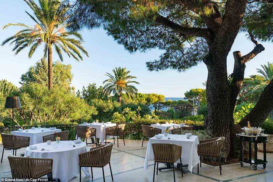 Le Cap restaurant, above, is part of the 'swanky' Grand-Hotel du Cap-Ferrat in the French Riviera
