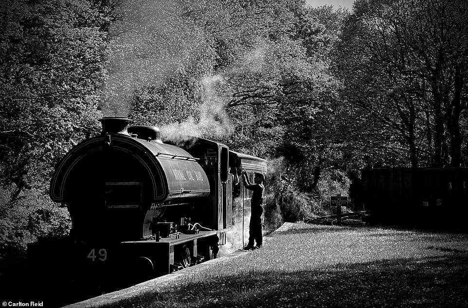 During his journey, Carlton saw 'several puffing locomotives' in action and stopped to photograph them along the way